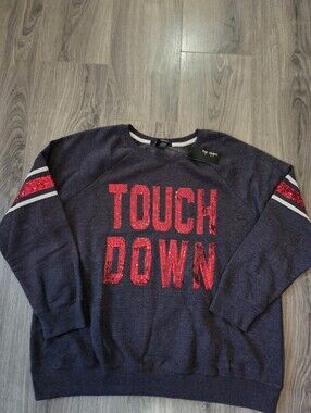 Kids Navy Sequin 'TOUCH DOWN' Sweatshirt by No Brand